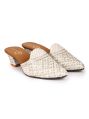 The Desi Dulhan Women White Ethnic Embellished Heel Mules with Resin Sole