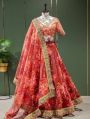 Rangoli Silk As per requirement Semi-Stitched organza printed sequins embroidery dupatta lehenga choli
