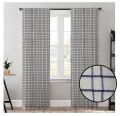 White And Blue Loop Checked Window Curtain