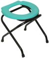 Plastic Iron Polished Sea Green & Black New Plain foldable commode stool