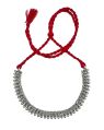 397 Red Thread Oxidized Silver Necklace