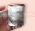 Smoky Finish Glass Candle Jar with Wooden Lid