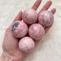 FAIZAN AGATE Stone Round Pink And Black Dots New Pink And Black Round Plain rhodonite sphere