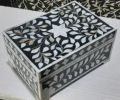 BONE INLAY JEWELLERY BOX - BLACK & WHITE COLOUR