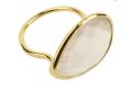 Ladies Gold Plated Uneven Rose Quartz Ring