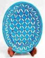 Round Blue Pottery Rice Plate