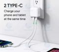 White Apple 2 port type c fast charging power adapter