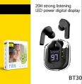 Black bt30 led power digital display wireless earbuds