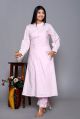 Dori Fashions Cotton Cotton Pink Stitched Full Sleeves Baby Pink ladies kurti pant set