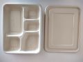 5 Compartment Bagasse Meal Tray With Lid