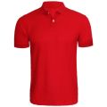 Cotton Red Half Sleeves Plain mens polo neck tshirt