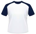Polyester White & Blue Half Sleeves Plain Mens Round Neck tshirt