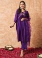 Silk Muslin muslin Purple Regular Embroidered Designer Anarkali Suits 