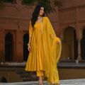 Yellow Synthetic Salwar Suit with Dupatta