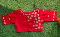 Hand Embroidery cotton hand embroidered red blouse