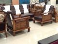 Polished Brown New 4 seater wooden sofa set