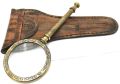 Antique Brass Magnifying Glass with Leather Cover