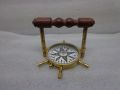 Ship Wheel Compass With Wooden Handle
