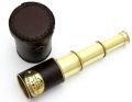 Solid Brass Victorian Marine Spyglass Telescope with Leather Case