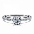 Cara Side Stones Diamond Engagement Ring 4 Claw in 18ct White Gold with Cushion Center Stone