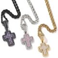 Hip Hop Iced Out Cross Mens Diamond Cross Pendant with Cubic Zirconia in Black and Golor