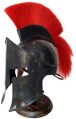 Black Spartan Helmet With Red Plume