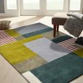 Rectangular Multicolor living room hand tufted wool rug