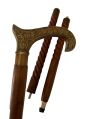 vintage brass handle brown cane walking stick