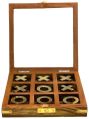 6x6 Inch Wooden & Brass  Tic Tac Toe Game