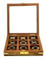 7x7 Inch Wooden & Brass  Tic Tac Toe Game
