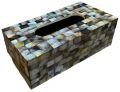 Rectangular black mother of pearl tissue box