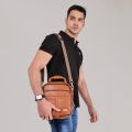 KARA Tan Multipurpose Unisex Vegan Faux Leather 10.6'' Inch Messenger Sling Bag