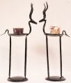Wrought Iron Pair of Deer Candle Holder