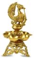 Rewadiya Arts Polished Golden 8 inch brass peacock oil lamp