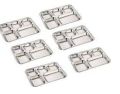Stainless Steel Square Vati 5 in 1 Compartment Plate