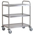Stainless Steel Polished Silver Easy Move Serving Trolley
