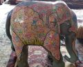 Polished Multi Colour Printed Decorative Elephant Statues