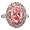 1ct oval round cut engagement wedding pink diamond rings