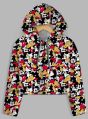 All Over Mickey Mouse Printed Crop Hoodie