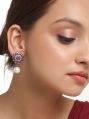 Copper Polished Round Purple & White 0421dash18-2419 silver plated magenta pink diamond drop earrings
