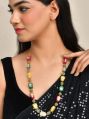 Brass Multi Colour sh30-mm-nl-3534 gold plated kundan tanjore long necklace