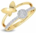 Ladies Butterfly Cocktail Diamond Gold Ring