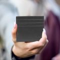 kara unisex black leather credit card holder