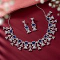 925 Sterling Silver Square Charm Choker Necklace Set