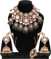 Exquisite Jadau Kundan Gold plated Dulhan semi bridal choker Necklaces Set