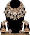 Exquisite Jadau Kundan Gold plated Dulhan semi bridal choker Necklaces Set.