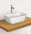 Ceramic Polished Rectangular White table top wash basin