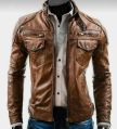 Full Sleeves Plain Glamourist full sleeve brown mens leather jacket