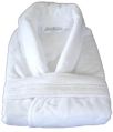Plain white cotton bathrobe