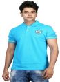 Nalini Solid's Men's Polo Neck Blue Colour T-Shirt